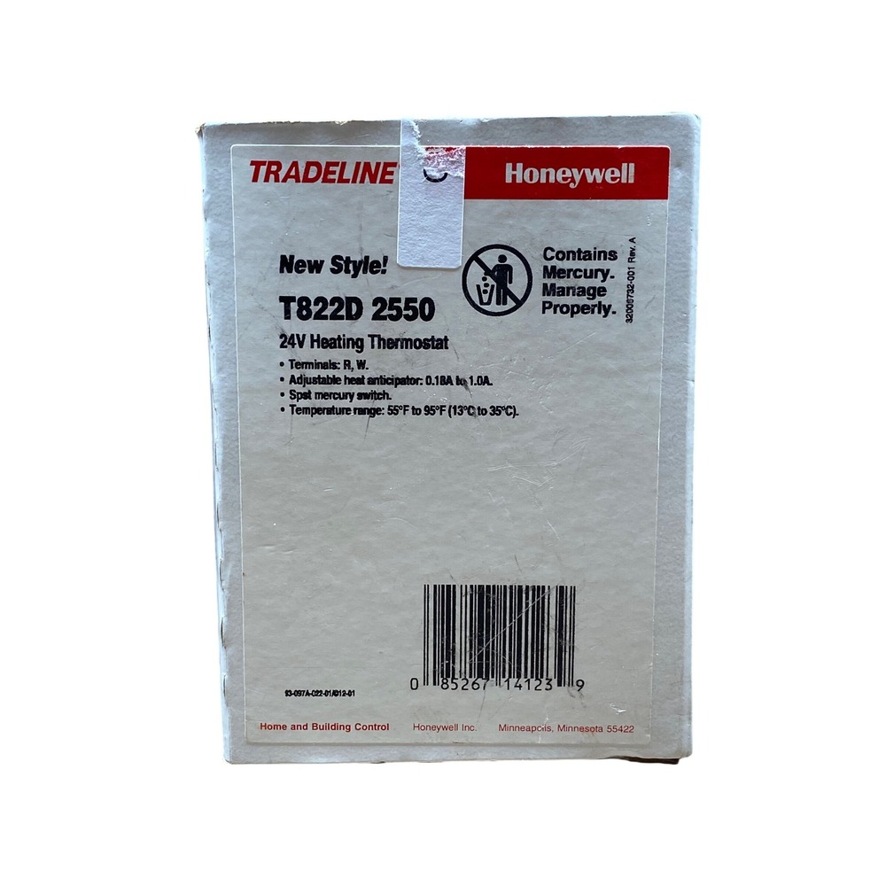 New Honeywell Tradeline T822D 2550 24V Heating Thermostat New Style 085267141239